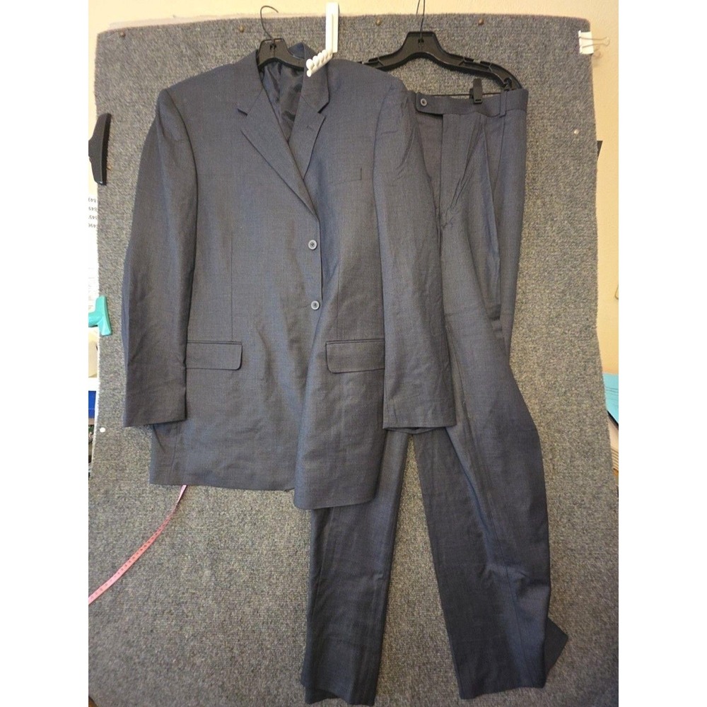 Bachrach Suit Mens 48XL 41 Waist Blue Wool Cashmere 2 Piece Big Tall Formal